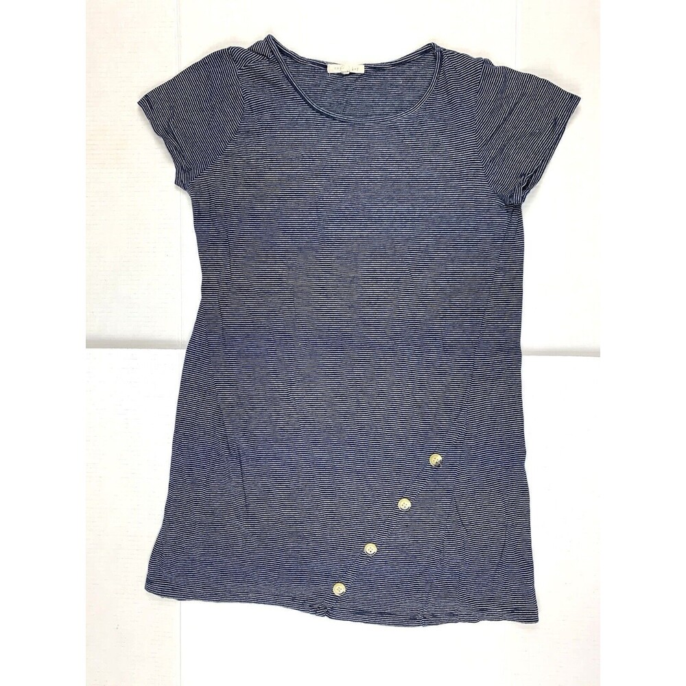 Copper Key Dress Large L Striped Short Sleeves Tunic Navy Blueberry Pullover